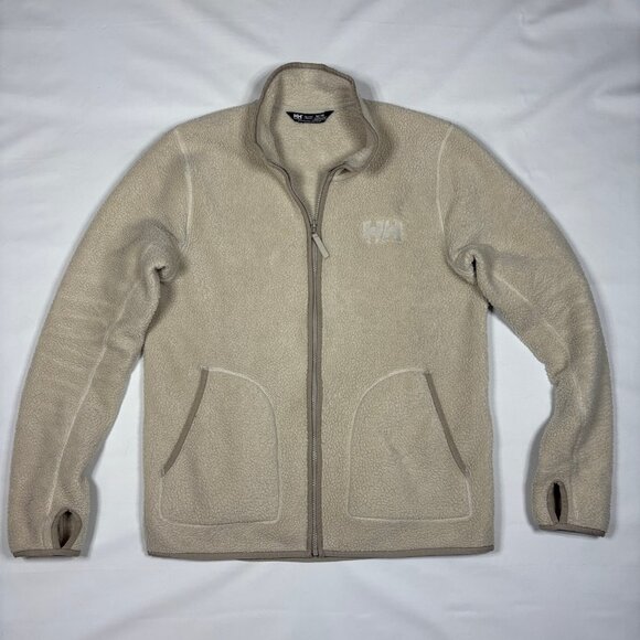 Helly Hansen Panorama Pile Relaxed Fit Beige Full-Zip Fleece Jacket Mens Med - Picture 1 of 11